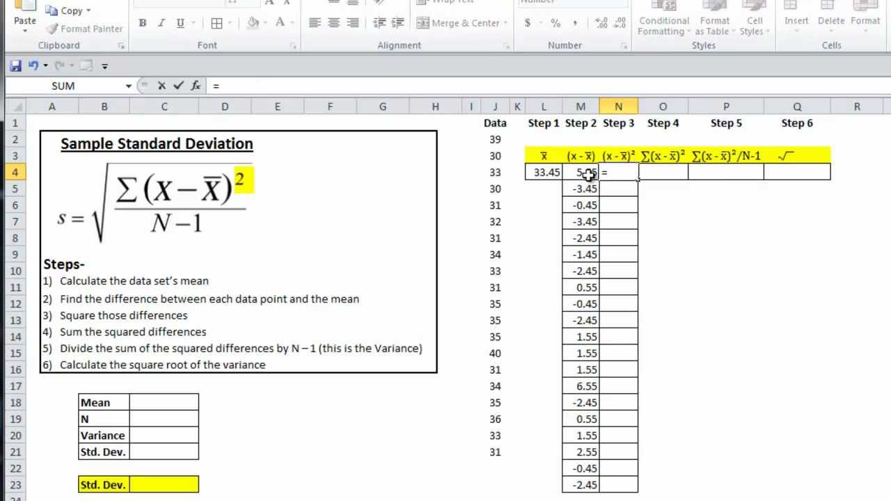 how to find standard deviation in excel