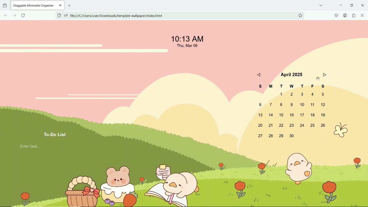 Cute Desktop Wallpaper with To Do List, Calendar and Clock | Wallpaper Engine