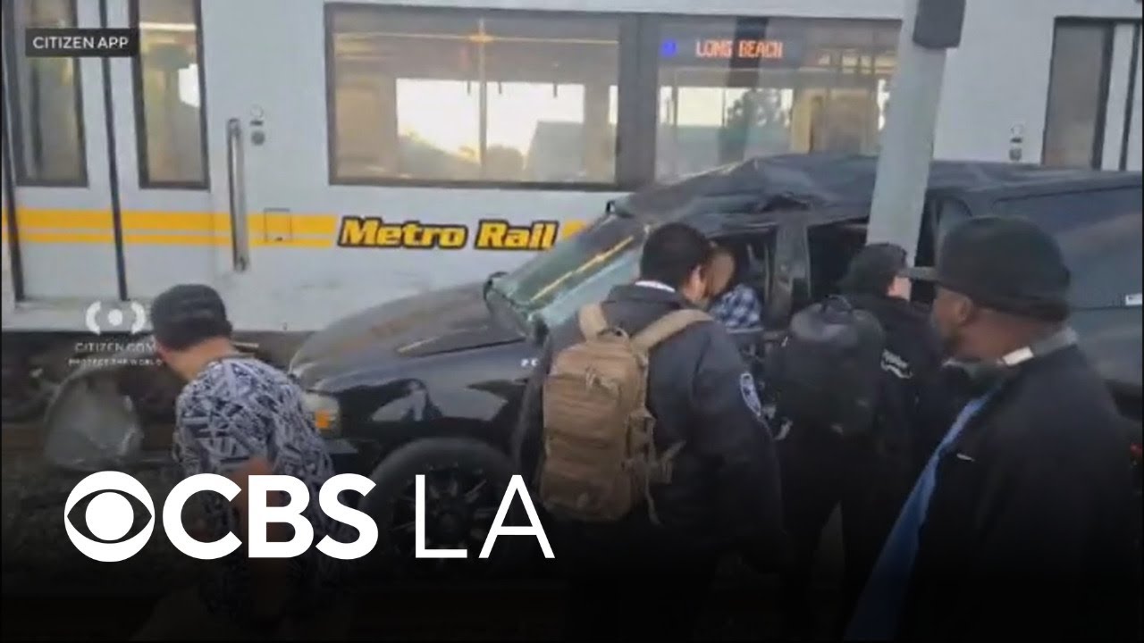 9 people hurt after Metro train collides with vehicle in South Los Angeles