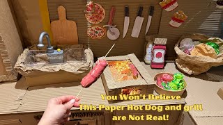 Delicious paper hot dog sandwich on a paper grill#cardboard #craft#diy#handmade#squishy #stopmotion