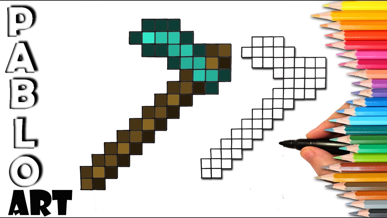 How to Draw Diamond Hoe Minecraft Learn to Draw step by step YouTube