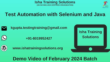 Selenium and Java Demo Video On 19th Feb 2024.Call/WhatsApp us on +91-8019952427 to Enroll