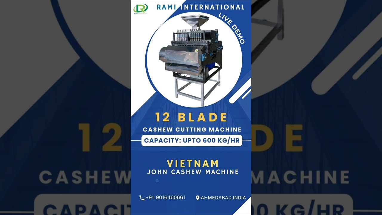 Live Demo🔴12 Blade Cashew Cutting Machine (600 kg/hr)Test🔥With Gujarat Cashew Processing Association
