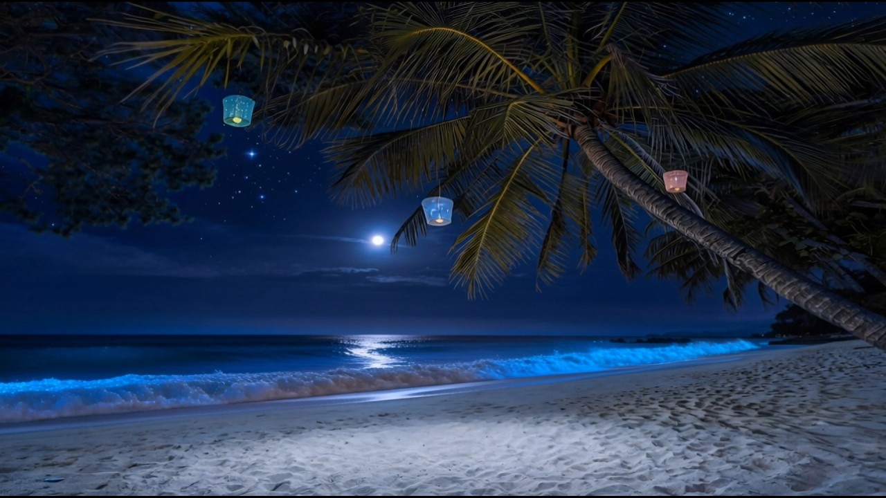 🌊 4K 10 Hours - Soft Ocean Waves for Restful Sleep: Dark Night Beach Ambience to Cure Insomnia