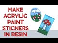 Making acrylic paint stickers for layering in resin #resinart #stickermaking