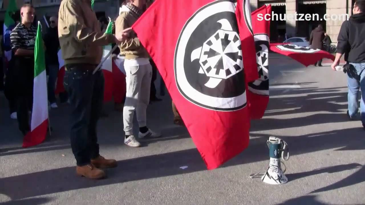 Hundreds gather outside former Italian Social Movement HQ making fascist salutes