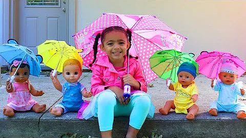 Rain Rain Go Away Song with Leah and Little Baby Dolls