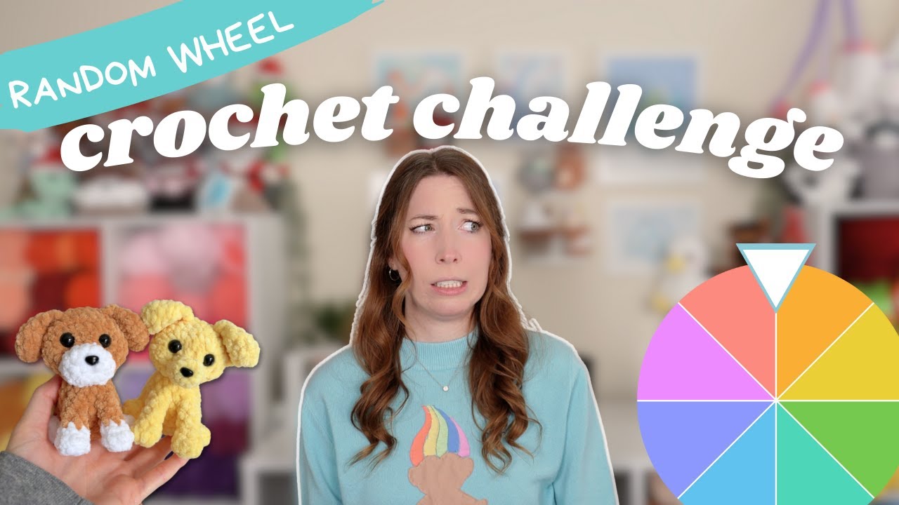 Вяжем крючком щенка, на котором остановится колесо | Весёлый челлендж 🐶