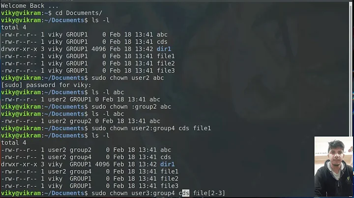 change user and group ownership of files and directories in Linux | chown command | chgrp command