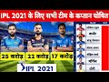 IPL 2021 : All Teams New Captain And Their Salary (Price) | CSK, RR, DC, MI, SRH, KXIP, RCB, KKR