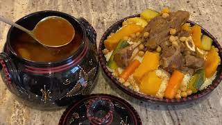 Seksou dhousekki , Couscous algérien sauce rouge à la courge , version kabyle