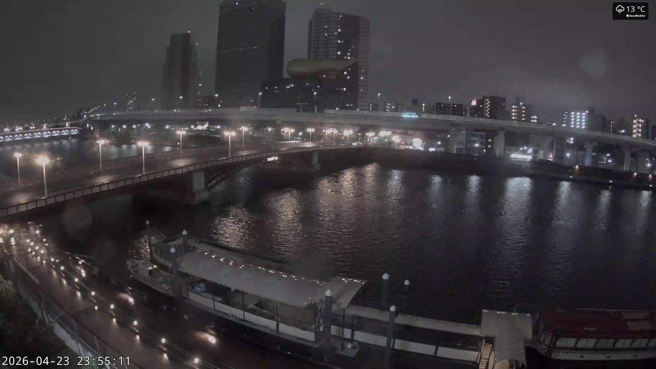 2026-04-23 12:00 ～【4K】ライブカメラ-日本-浅草-隅田川-スカイツリー-屋形船