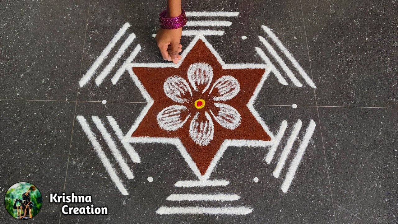 Easy Padi Kolam Design with 5x3 dots | Creative Rangoli | Padi Kolam Muggulu | Rangoli Kolam