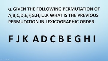 The Previous Permutation Pattern in Lexicographic order