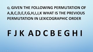 The Previous Permutation Pattern in Lexicographic order