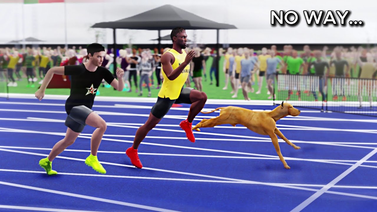 Usain Bolt Vs Fastest Dog Vs Average person (3D speed comparison)