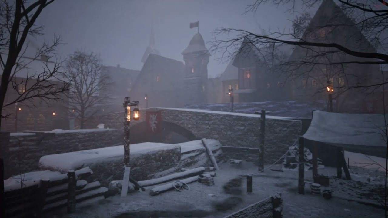 Medieval Town at Winter / Peaceful Atmosphere for Sleep, Relaxation, Study / Wind and Snow Sounds