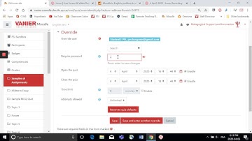 User Override Settings for Quizzes in  Moodle 3.6