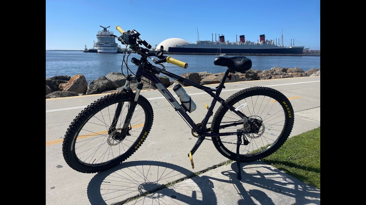 Biking POV Alongside Bike Path in Long Beach, California
