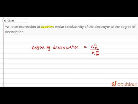 Write an expression to co-relate molar conductivity of the electroyte to the degree of dissociat...