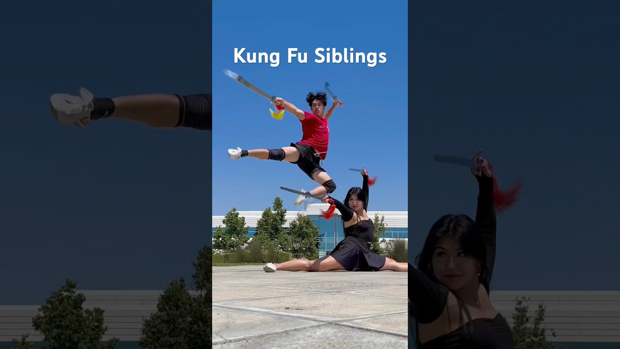 Kung Fu Siblings Use Double Swords⚔️ 
