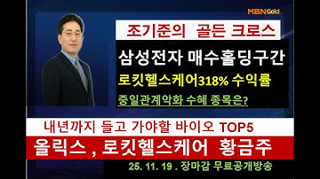 [조기준의 골든크로스]내년까지 들고 가야할 바이오 TOP5/로킷헬스케어318% 수익률/중일관계악화 수혜 종목은?