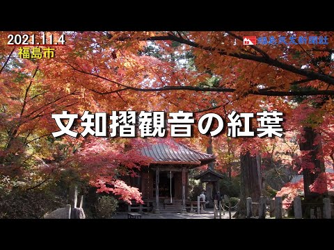 〔ふくしま紅葉だより〕文知摺観音の紅葉