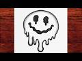 How to Draw a Melted Smiley Face 😮 Easy Dripping Emoji Pencil Sketch Step by Step