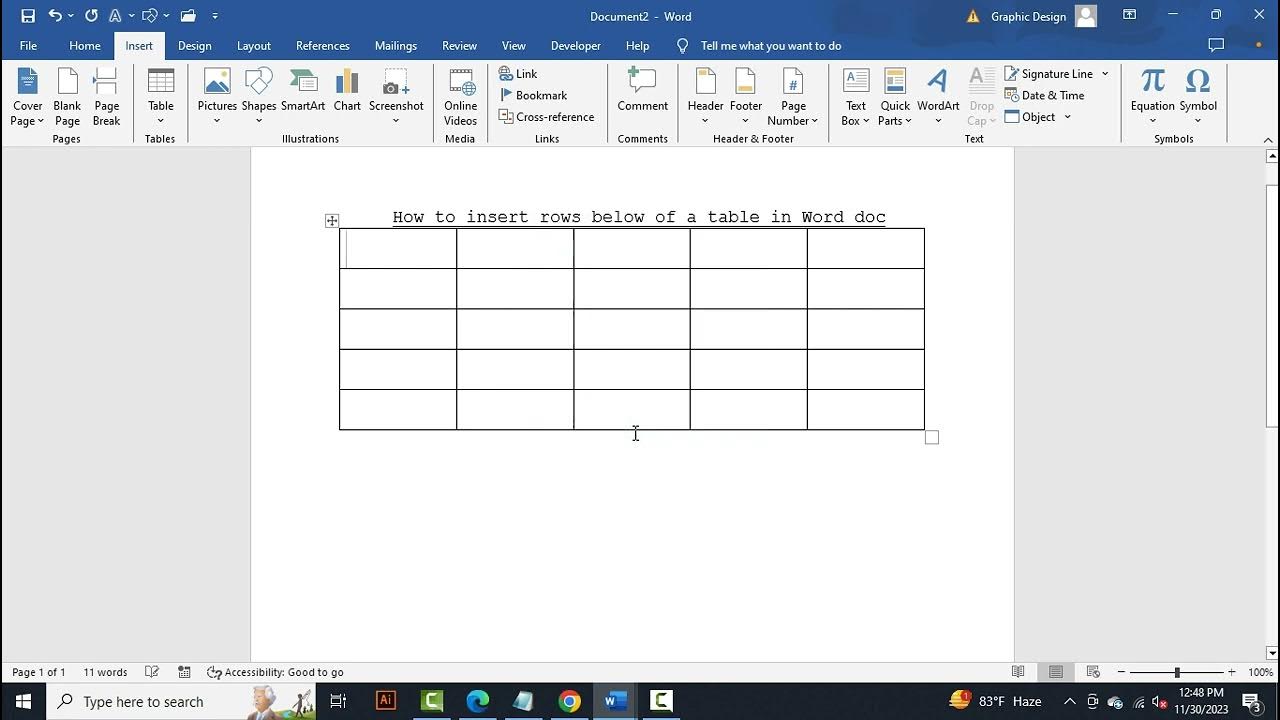 How to insert rows below of a table in Word doc YouTube