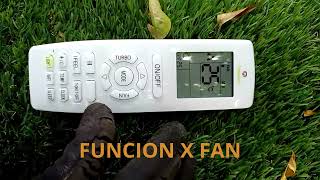 Función del control remoto de un aire acondicionado Split- X FAN