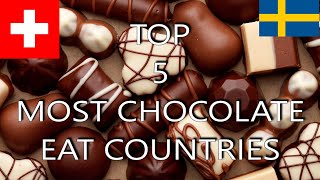 Which countries eat the Most chocolate? Top 5 countries eat Most Chocolate.