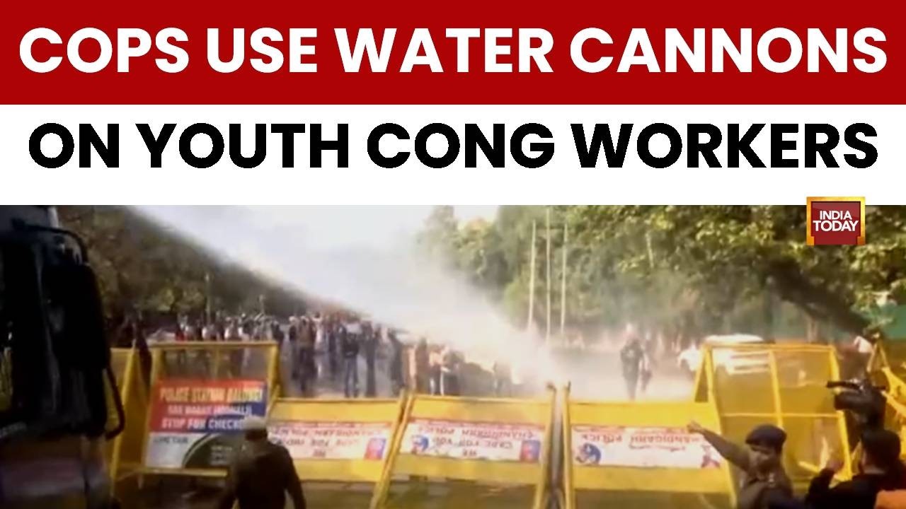 Chandigarh Police Use Water Cannons, Lathi-Charge On Youth Congress Workers Protesting Against BJP