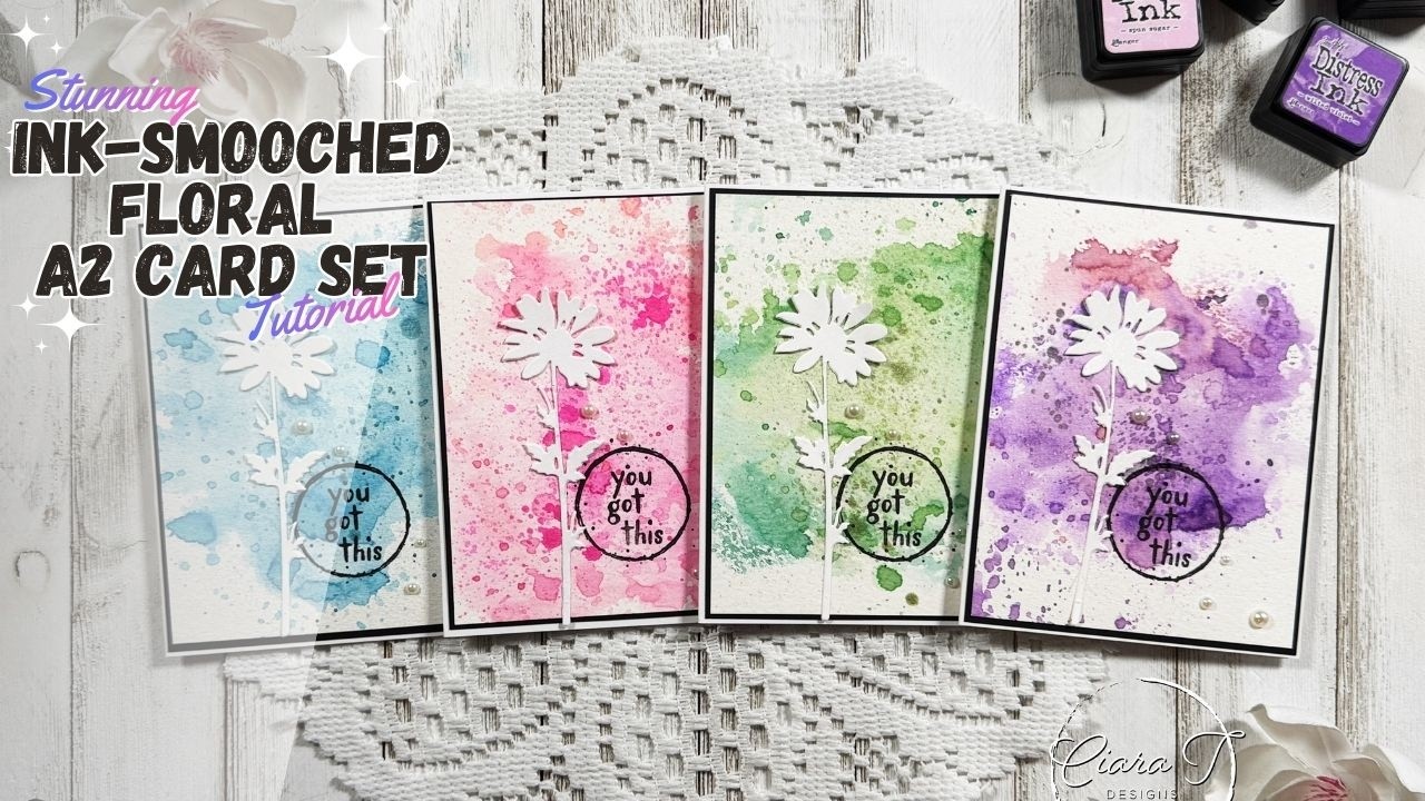 Урок по созданию яркой открытки формата А2 с цветочным рисунком, выполненным чернилами.