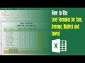 How to use excel formulas for sum average highest and lowest