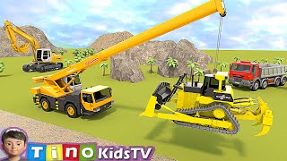 Bulldozer &amp; Dump Truck for Kids | Connecting Road Across Water Construction