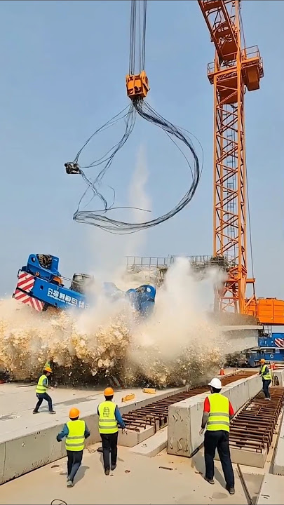 200 Ton Crane Cable Snaps! Massive Concrete Beam Falls During Bridge Construction 😱💥 #fail #disaster