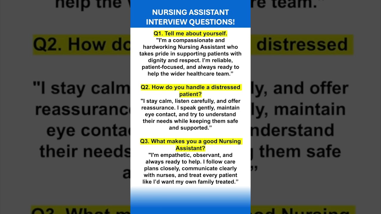 NURSING ASSISTANT INTERVIEW QUESTIONS ANSWERS How To Pass Your Healthcare Interview Nursing