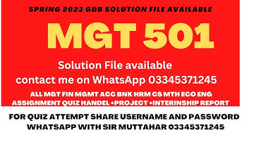 MGT 501 GDB spring 2023