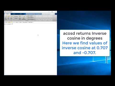 How MATLAB acosd gives inverse cosine in degrees