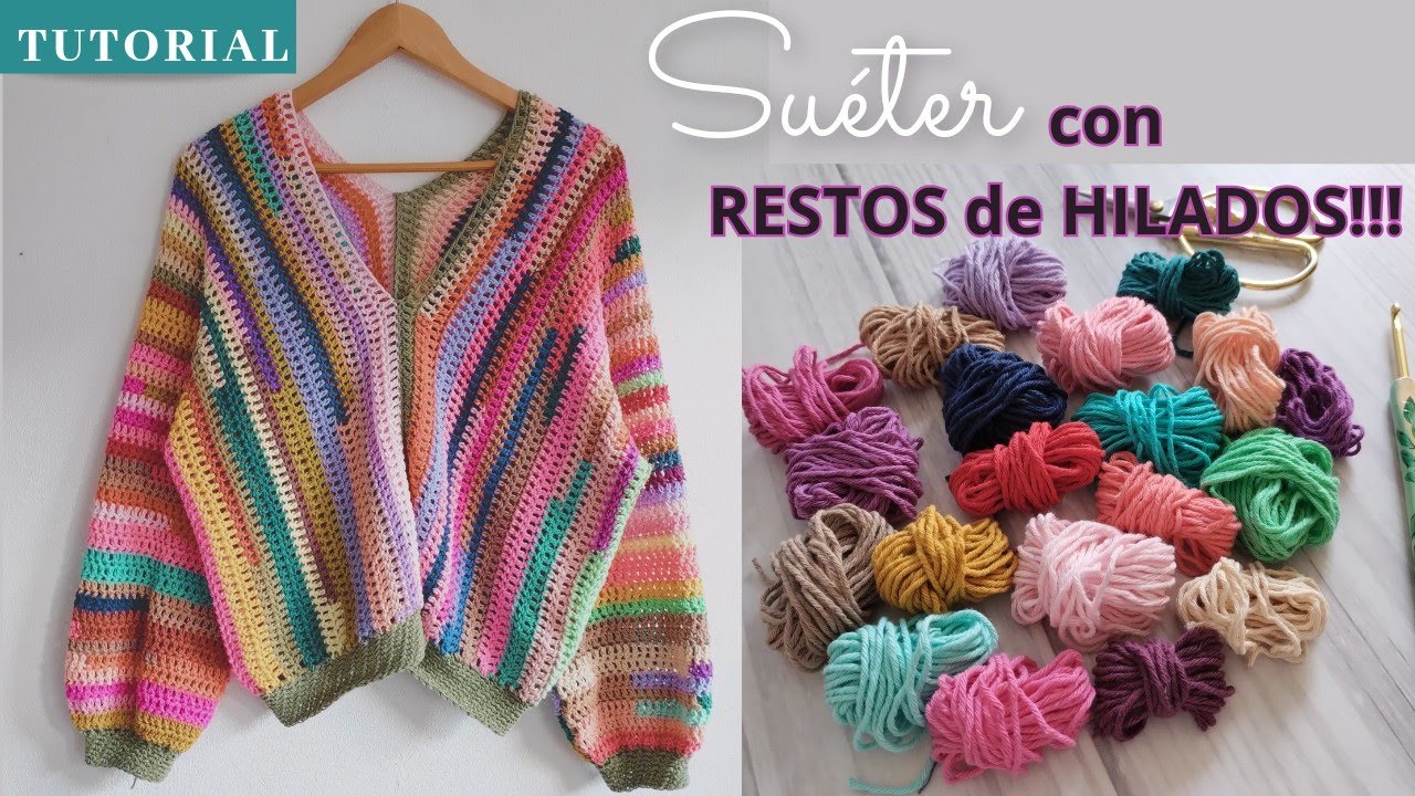 Посмотрите, что можно сделать из ОСТАТКОВ ПРЯЖИ!!! ПРОЕКТ 1: СВИТЕР