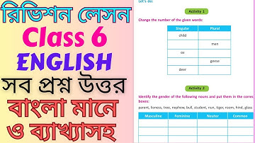 Class 6 Revision Lesson Activity 1-10। Revision Lesson Class 6 All Activity Solved। Class 6 English।