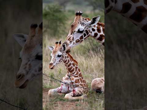 The story of a baby giraffe whose foot got stuck in barbed wire