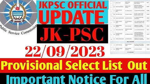 JKPSC PROVISIONAL SELECTION LIST OUT September 23, 2023
