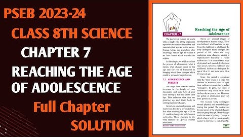 Class 8th Science Chapter 7 Reaching the Age of Adolescence | 8th class science chapter 7 #pseb