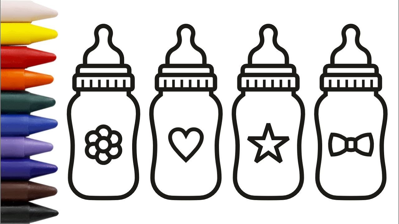 Drawing Baby Bottles For kids & Toddlers | Fun and Easy Tutorial # ...