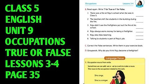 Class 5 English | Unit 9 Occupations | True False|  Lessons 3-4 | Page 35 | Part 24 | #class5english