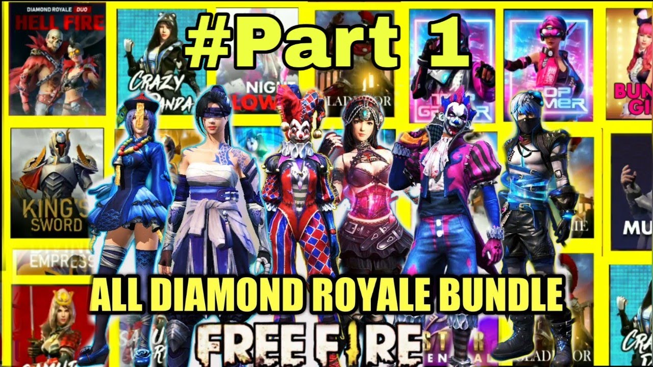 GARENA FREE FIRE ALL DIAMOND ROYAL BUNDLES & COSTUMES !! OLD & NEW DIAMOND ROYAL! Part 01! 93 Gamer!