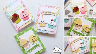 CUTE Cupcake Birthday Cards with Lawn Fawn's Stitched Cupcake Set (Cloud9 Crafts)
