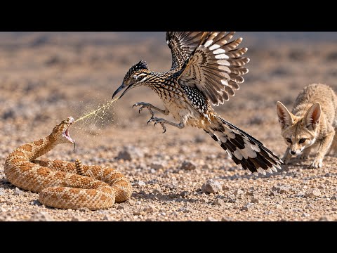 Speed vs Venom: Roadrunner vs Rattlesnake | Rare Desert Wildlife & Bird Documentary 4K