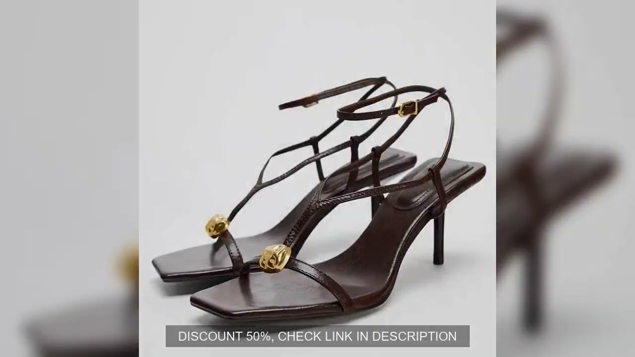 Luxury Square Toe Ankle Strap Buckle Heeled Sandals Women Sexy Peep Toe Narrow Strap High Heels Meta